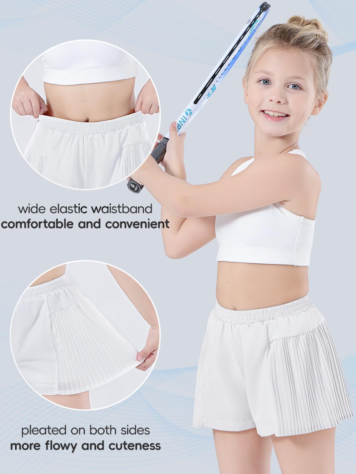 Pantalones Cortos de Mariposa para Niñas con Bolsillos 2 en 1 Falda Pantalón para Correr Tenis 3-15 años