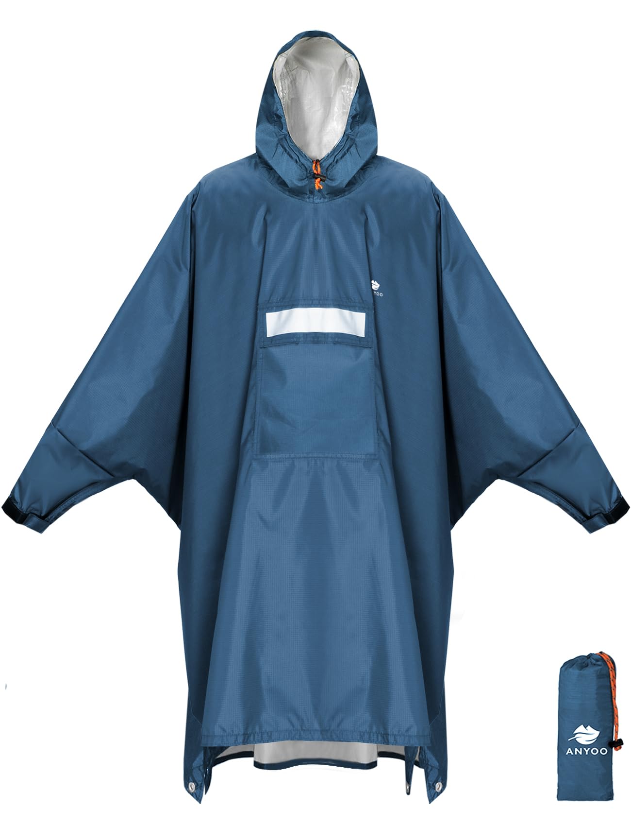 ANYOO Hooded Rain Poncho for Adults Waterproof Lightweight Rain Coat for Men Women Reusable Rain Jacket for Emergency Outdoor