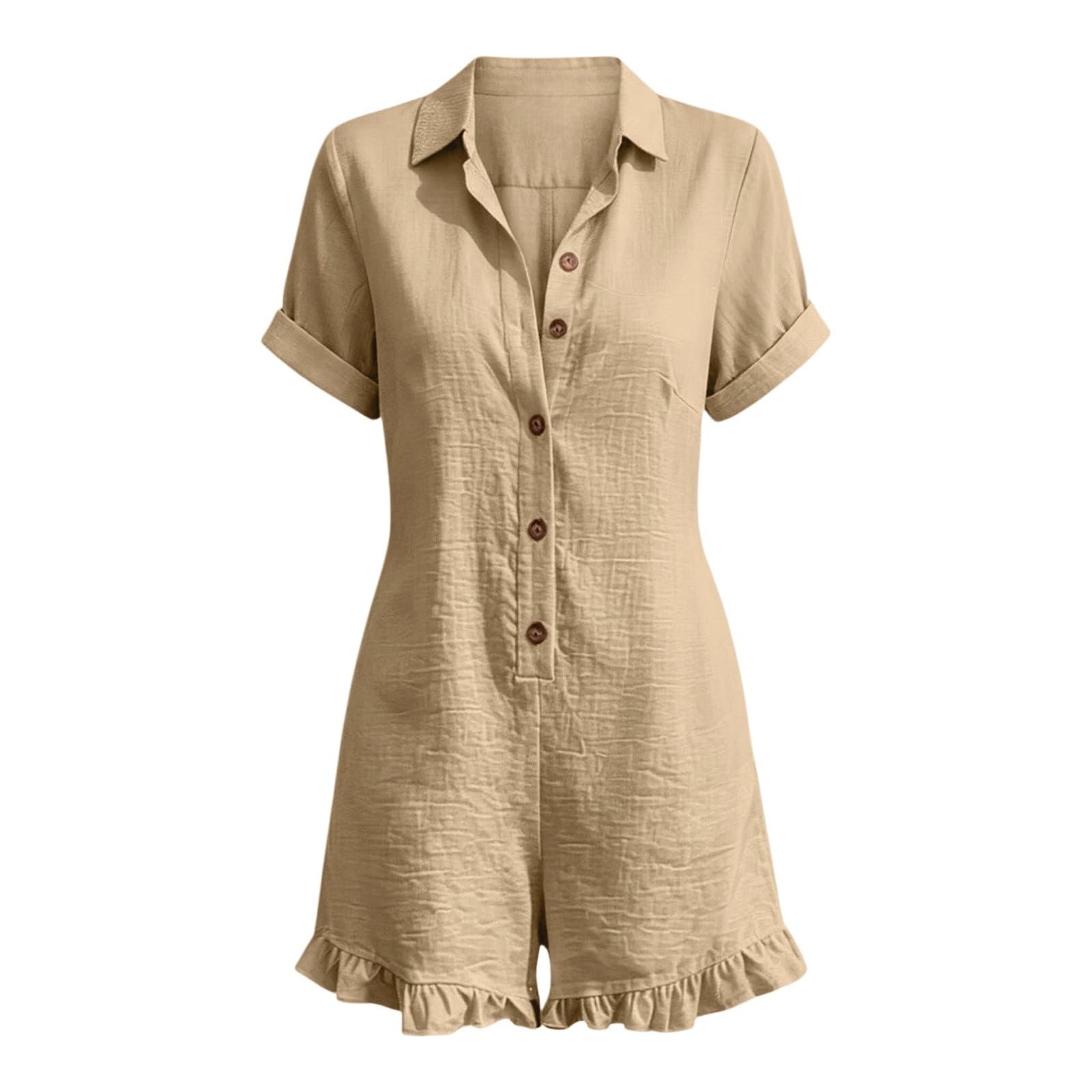 Generisch Tuta da donna a maniche corte, estiva, con scollo a V