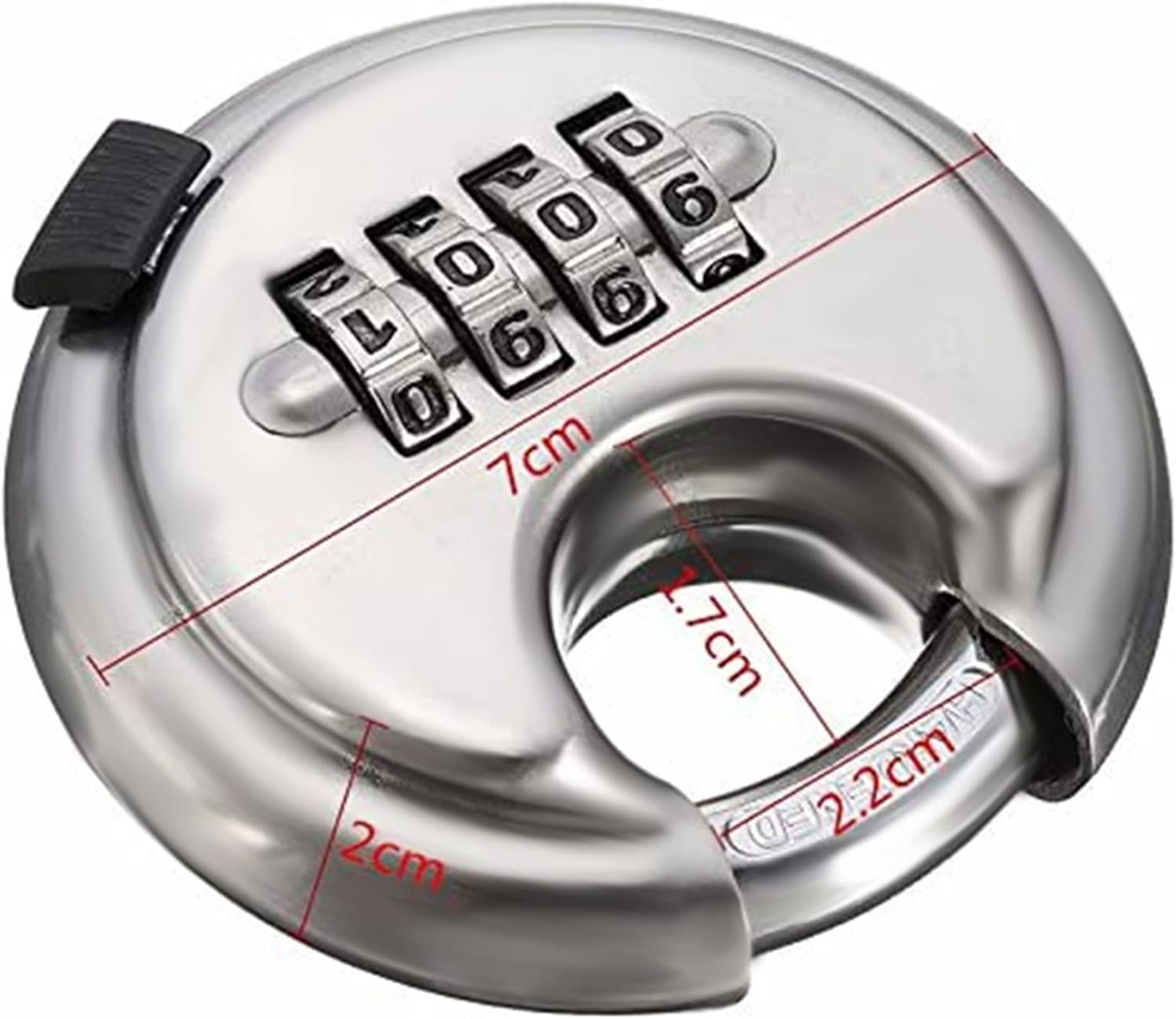 Outdoor Round Lock 4 Digit Combination Discus Lock with Hardened Shackles Round Disc Padlock