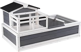 VEVOR 3-Room Tortoise House,Tortoise Habitat with Balcony & 2 Stories, Cedar Wooden Tortoise Enclosure Indoor & Outdoor with Ramp, Tray, Openable Roof, Large Reptile Cage, 44" x 25.6"x 24"