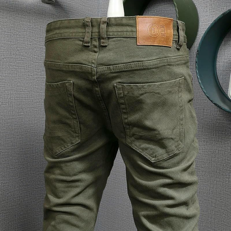 Streetwear Men Jeans Elastic Slim Fit Spliced Biker Trousers Mens Stretch Hip Hop Denim Pencil Pants 5