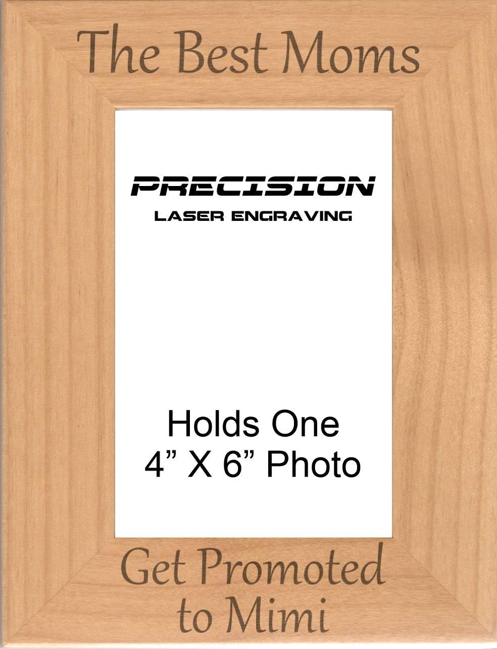 Grandma Gifts Best Moms Get Promoted to Mimi Engraved Natural Wood Picture Frame Mothers Day