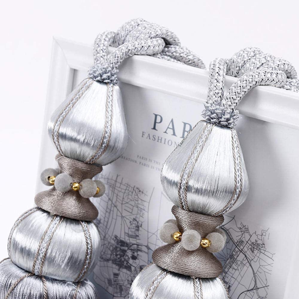 Pendentif Pompon en Corde tressée pour Rideau, Accessoires de Rideau à Boule Suspendue (café Noir)