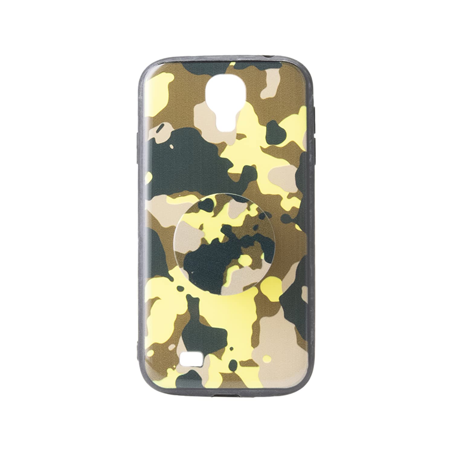 Muzz Samsung Galaxy S4 Khaki Print Case,Colour Printed Case + Pop Holder case Soft TPU Edge Protection Shock Absorption PC Case for Samsung S4