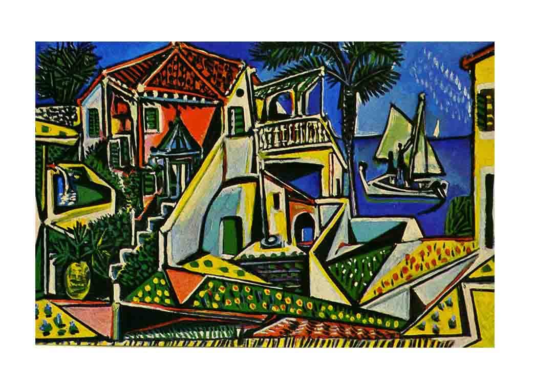 Amazon｜パブロ・ピカソ「地中海」アートパネル ゴッホ油絵風景画 壁絵 
