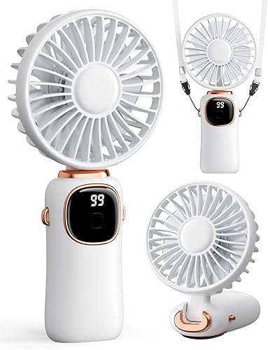 coldSky Ventilador de mano portátil, 4000 mAh, funciona con pilas, ventilador de viaje personal multifunción 3 en 1 con pantalla digital, ventilador coldSky Ventilador de mano portátil, 4000 mAh, funciona con pilas, ventilador de viaje personal multifunción 3 en 1 con pantalla digital, ventilador