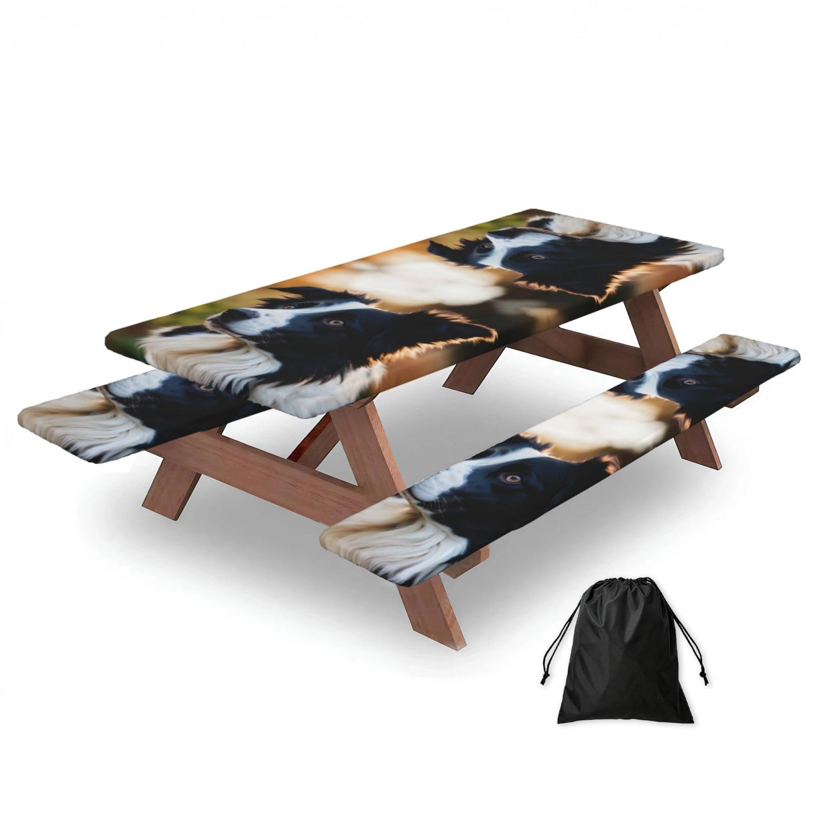 Cute Dog Print 3 Pack Wipeable Picnic Bench Cover And Table Cover Lightweight Table Cloth For Camping Outdoor