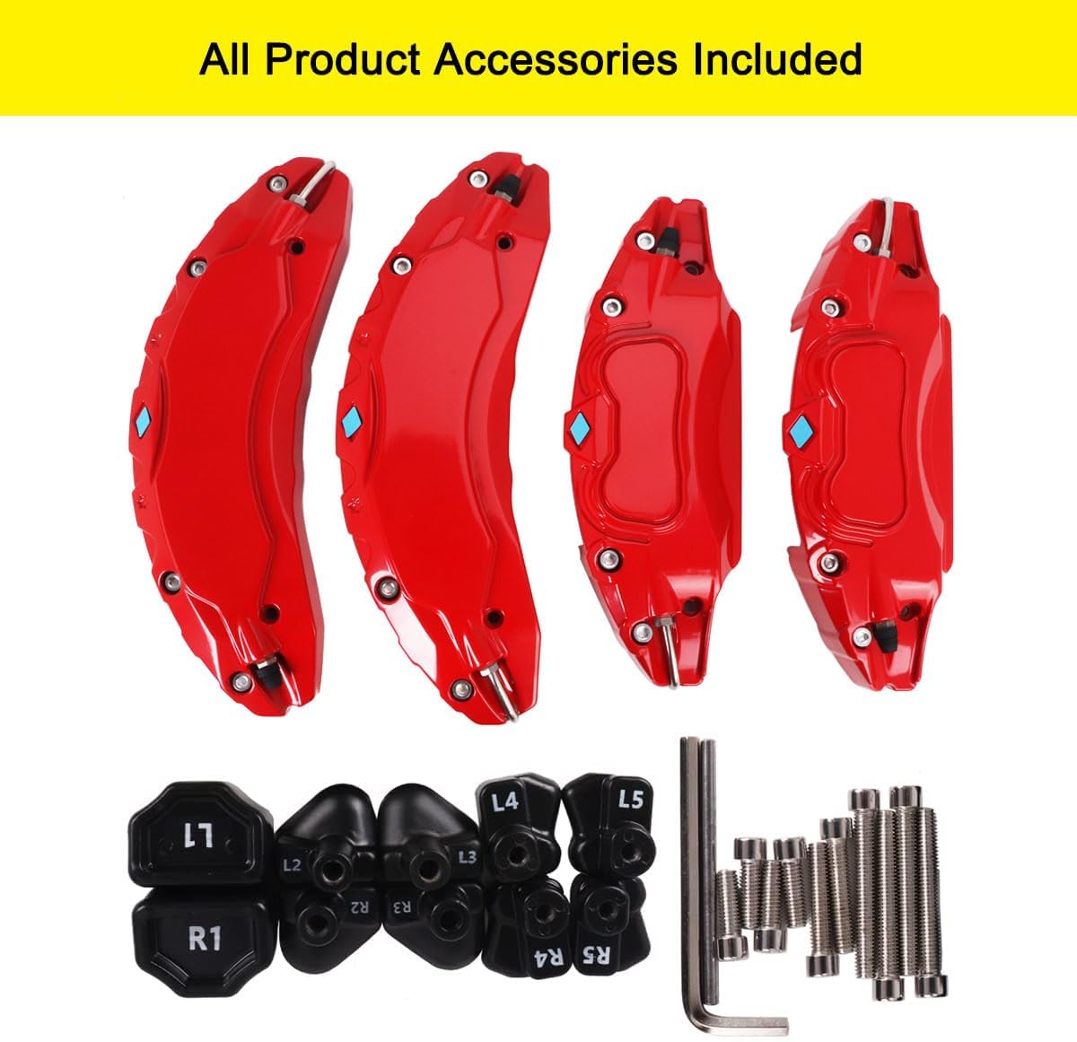 Caliper Covers for Tesla Model 3 18" 19" 2023 2022 2021 2020 2019 2018 2017, 18/19 inch Car Calliper Red, Set of 4(not fit Model Y)