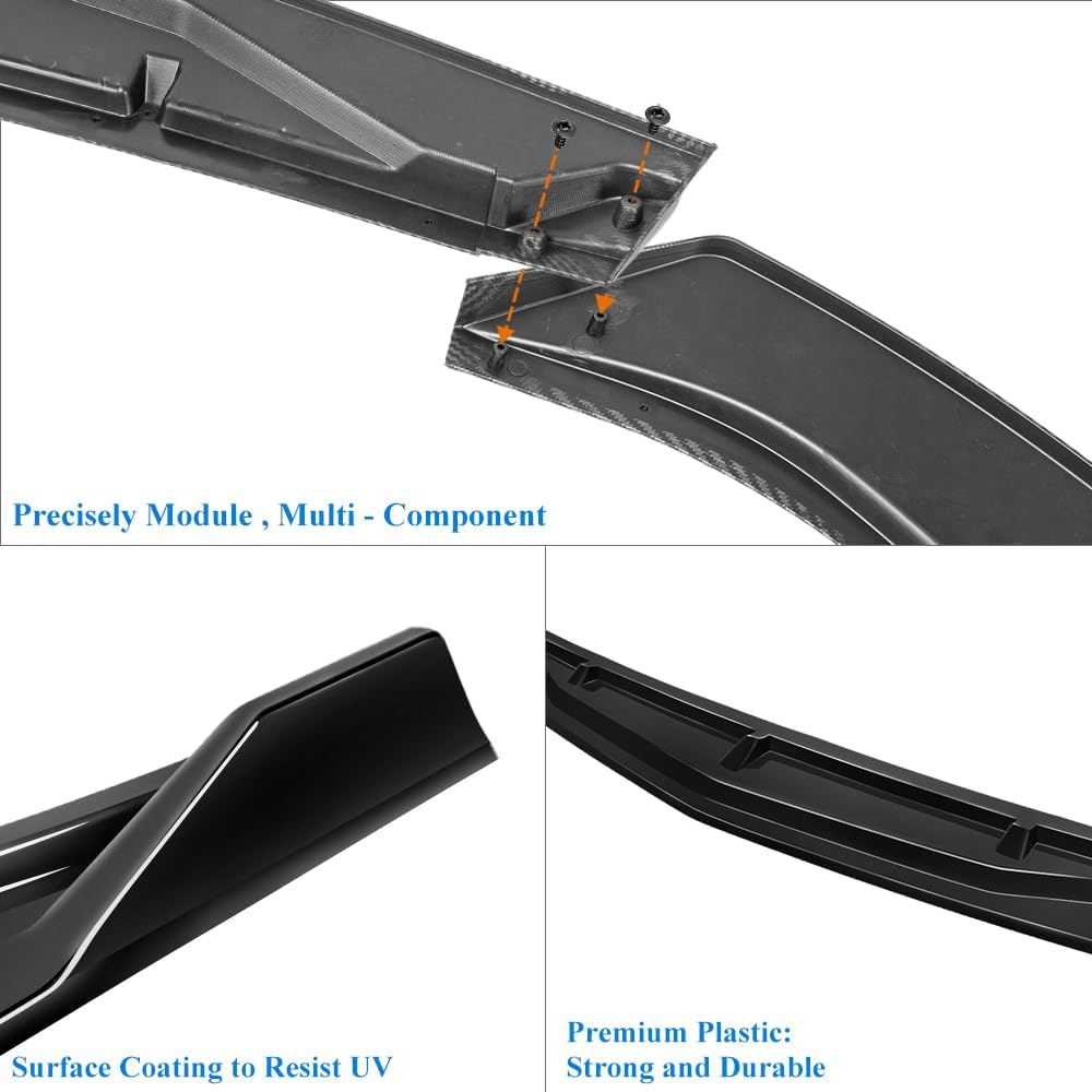 Gloss Black Front Lip Spoiler Compatible with 2020-2023 Hyundai Sonata Front Bumper Lip Spoiler Exterior Body Kit (MK1 Style)