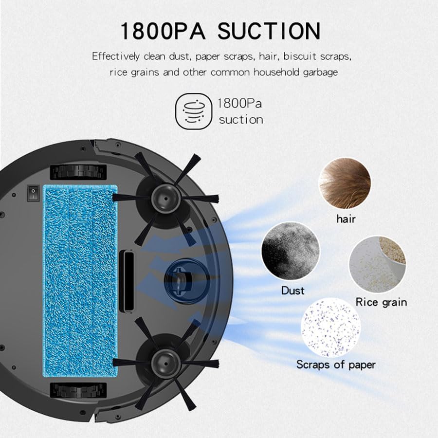 with Bluetooth Intelligent Sweeper, with app Regular Appointment Sweeper, 3 in 1 Sweeping and Mopping Vacuum Cleaner More Thorough Cleaning, Large dust Box Vacuum Cleaner, Mopping Machine