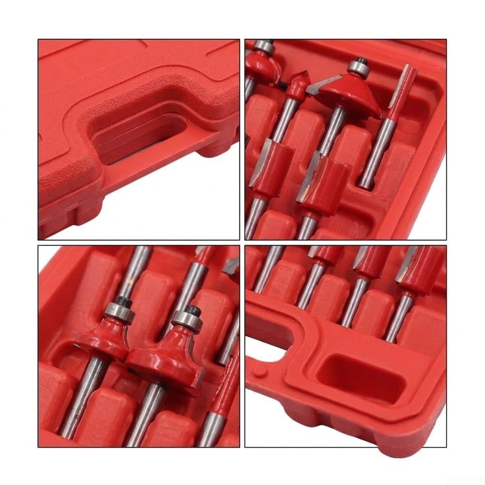 Juego de Fresas para Madera 15 Piezas Mango 6,35mm(Red)