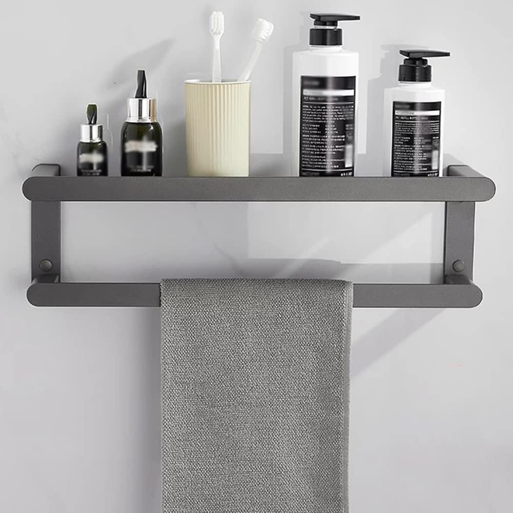 Gunmetal szara półka łazienkowa, pływające półki, stojak pod prysznic, aluminiowy wieszak na ręczniki, uchwyt na papier, uchwyt na szczoteczkę do zębów, odporny na rdzę i trwały, wielofunkcyjny zestaw