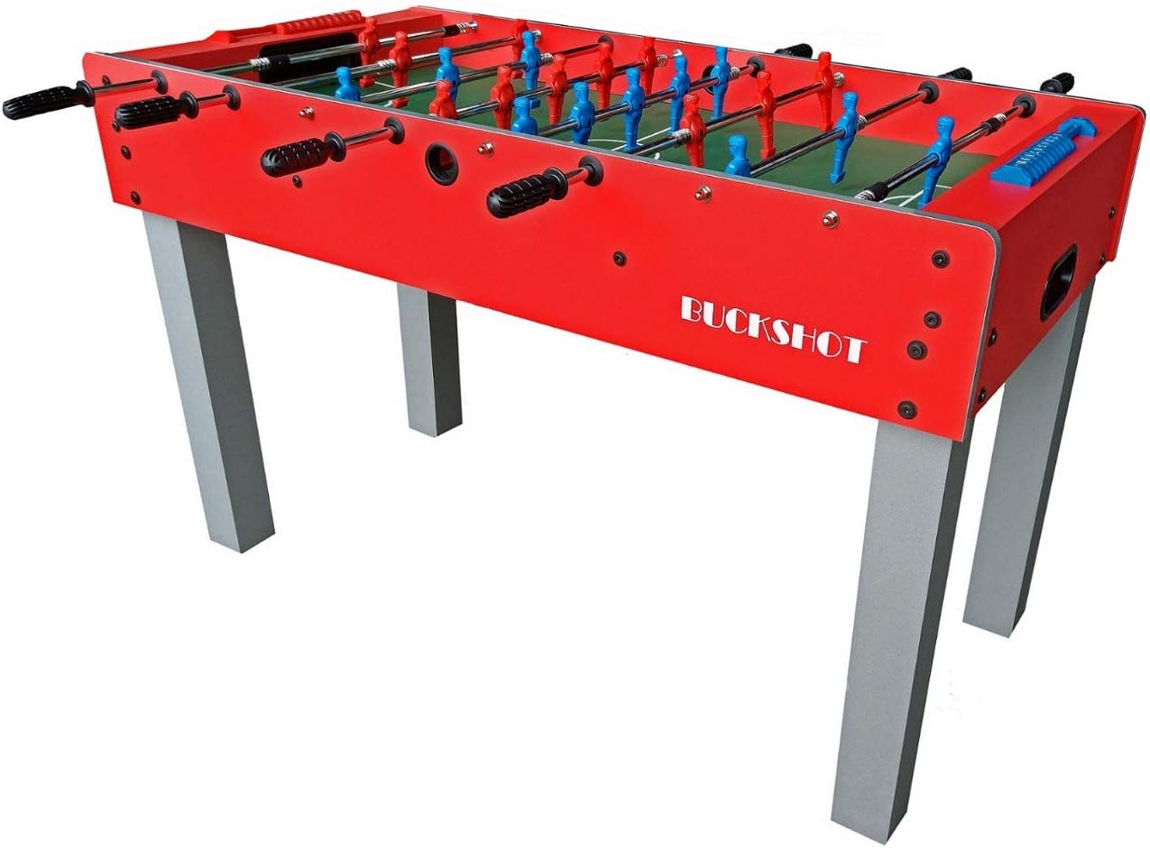 Buckshot Football Table Youth League Red Soccer table with 2 balls, MDF cabinet,Foosball Table with Adjustable leg levelers and telescope rods