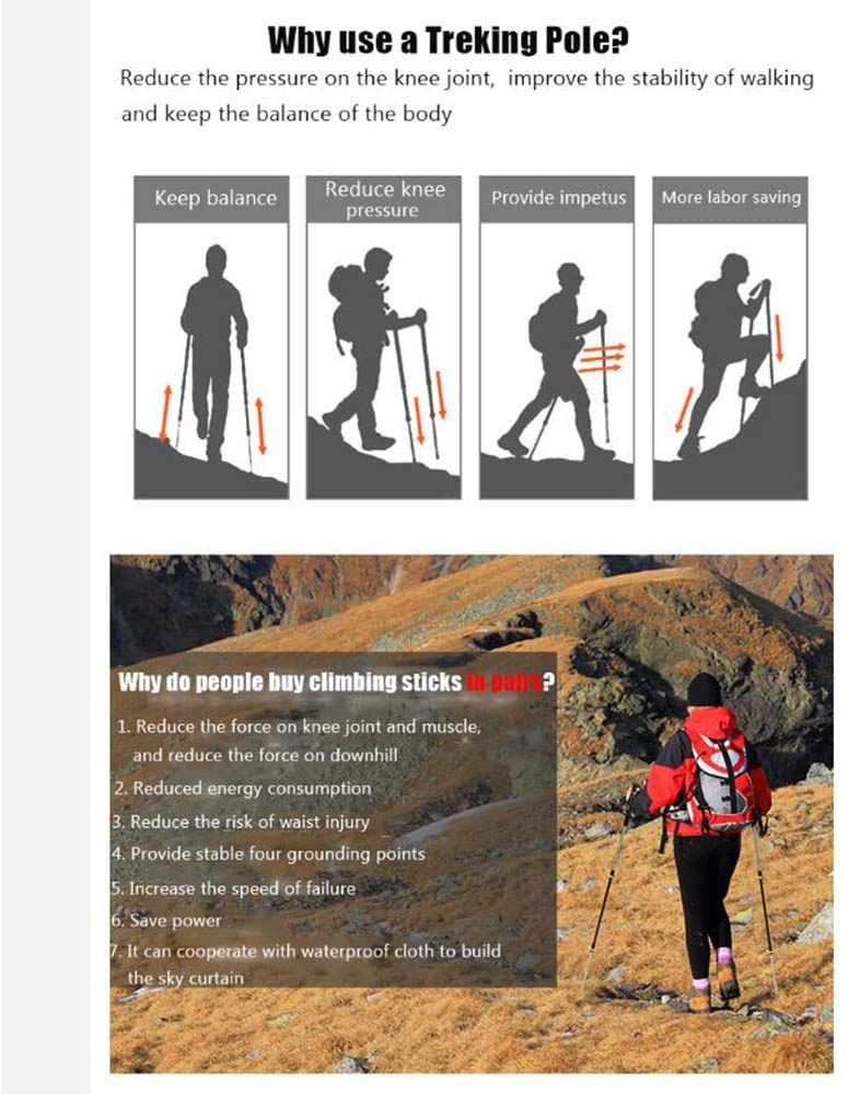 Leichte Nordic-Walking-Stöcke, stoßdämpfende Trekking-, Wander- und Kletterstöcke, verstellbare skandinavische Stöcke