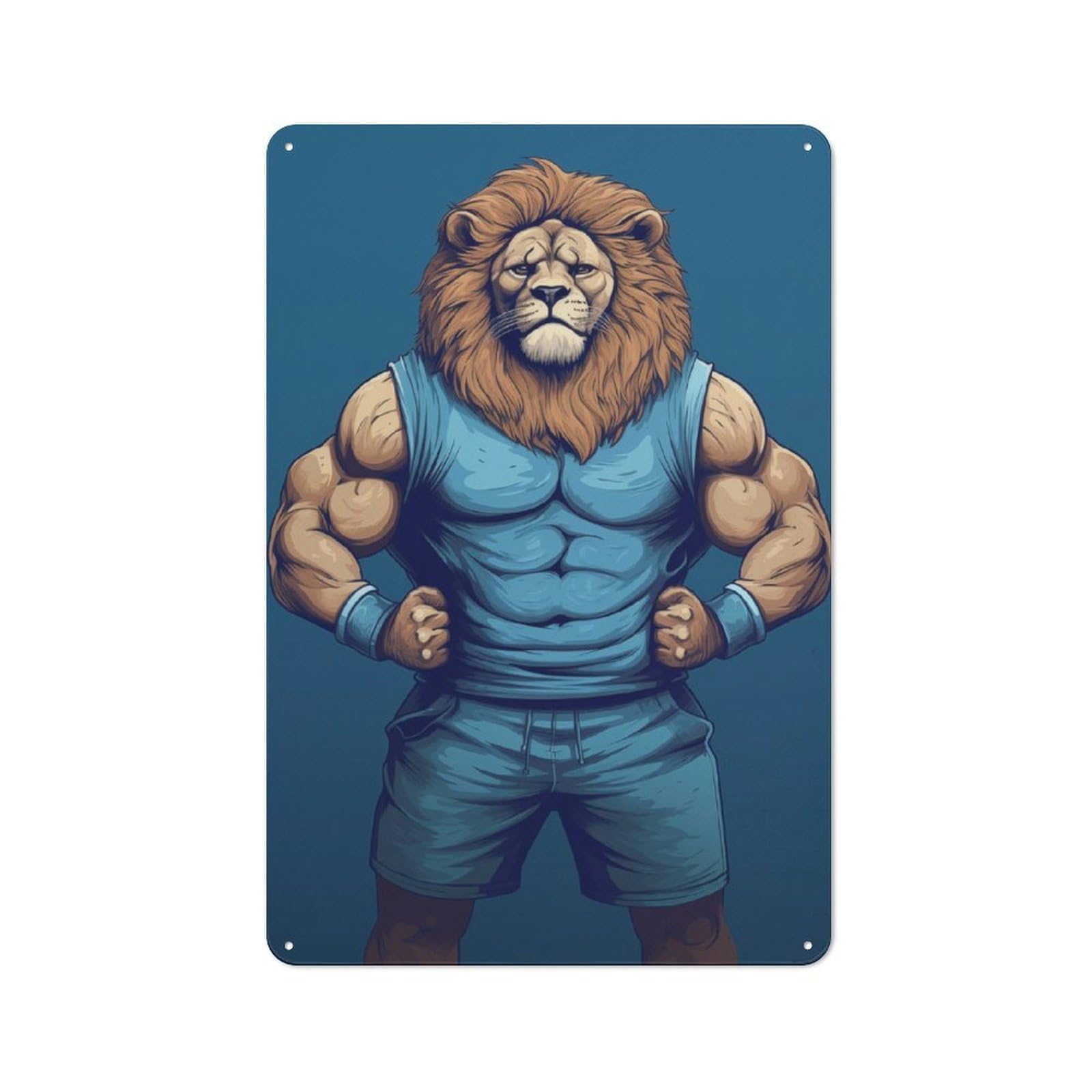 Junmoney Tiger Athlete Bodybuilder Tin Sign 30X20cm With For Workshop Wall, Rustic Decor, Autumn Room Decor For Fans Of Metal Wall Signs