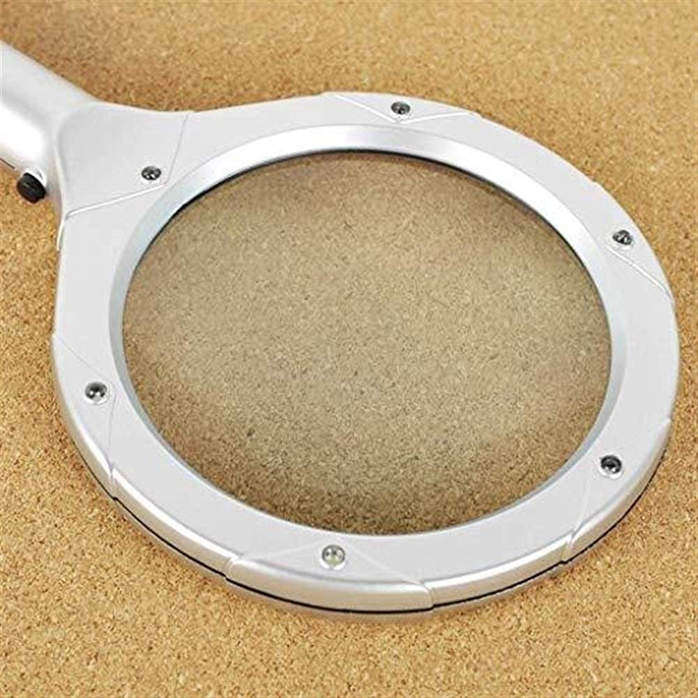 Lupa de Mano con Mango de Metal LED, Lupa, Lupa iluminada para Lectura, microscopio, fácil de Transportar, Mano de Obra Fina, Tacto cómodo.