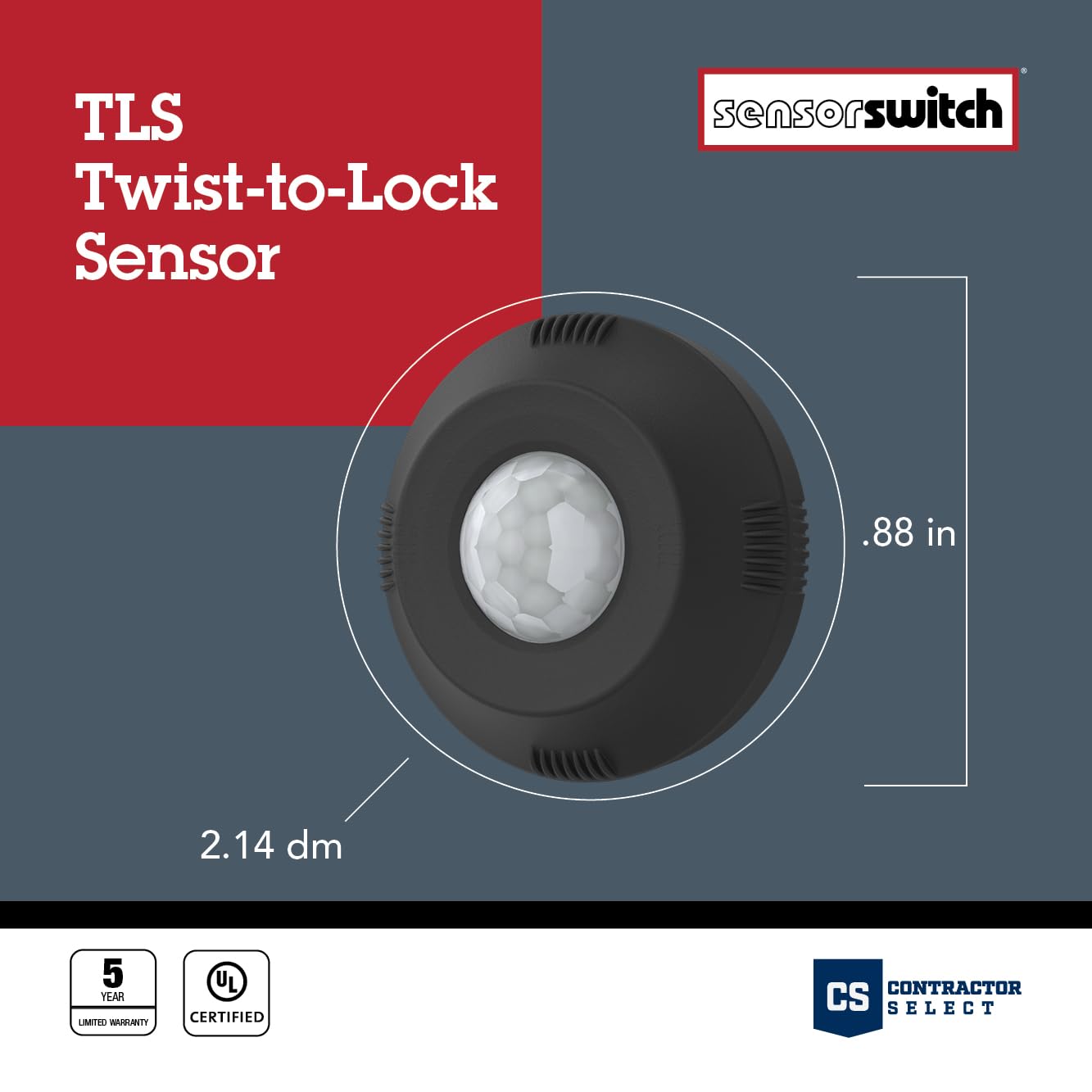 SensorSwitch, sensore Twist-to-Lock, fotocellula programmabile dal tramonto all'alba e rilevatore di movimento, nero (TLS BK)