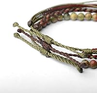 Vista 245 de Handmade Natural Stone Beaded Healing Bracelet Gift for Men Adjustable Rope String Bracelet