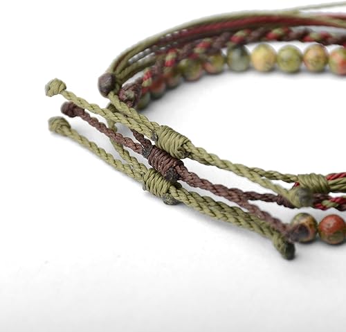 Miniatura 245 de Handmade Natural Stone Beaded Healing Bracelet Gift for Men Adjustable Rope String Bracelet