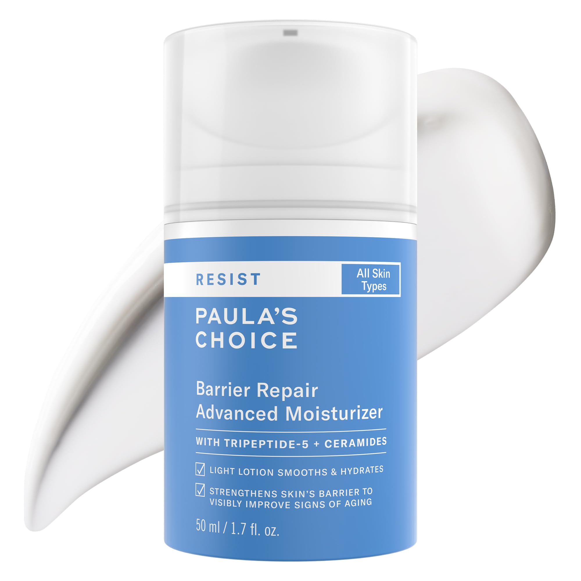 Paula's ChoiceRESIST Barrier Repair Advanced Face Moisturizer with Ceramides, Peptides, Deep Hydration Face Cream for Wrinkles, Anti-Aging for All Skin Types, Fragrance-Free, 1.7 Fl Oz