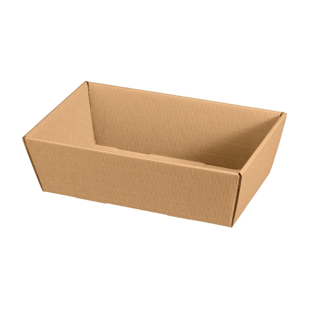 10 Stück 'Präsentkorb classic - natur' mittel, Geschenkkorb, Wellpappkorb - Größe: 385 x 240 x 110 mm