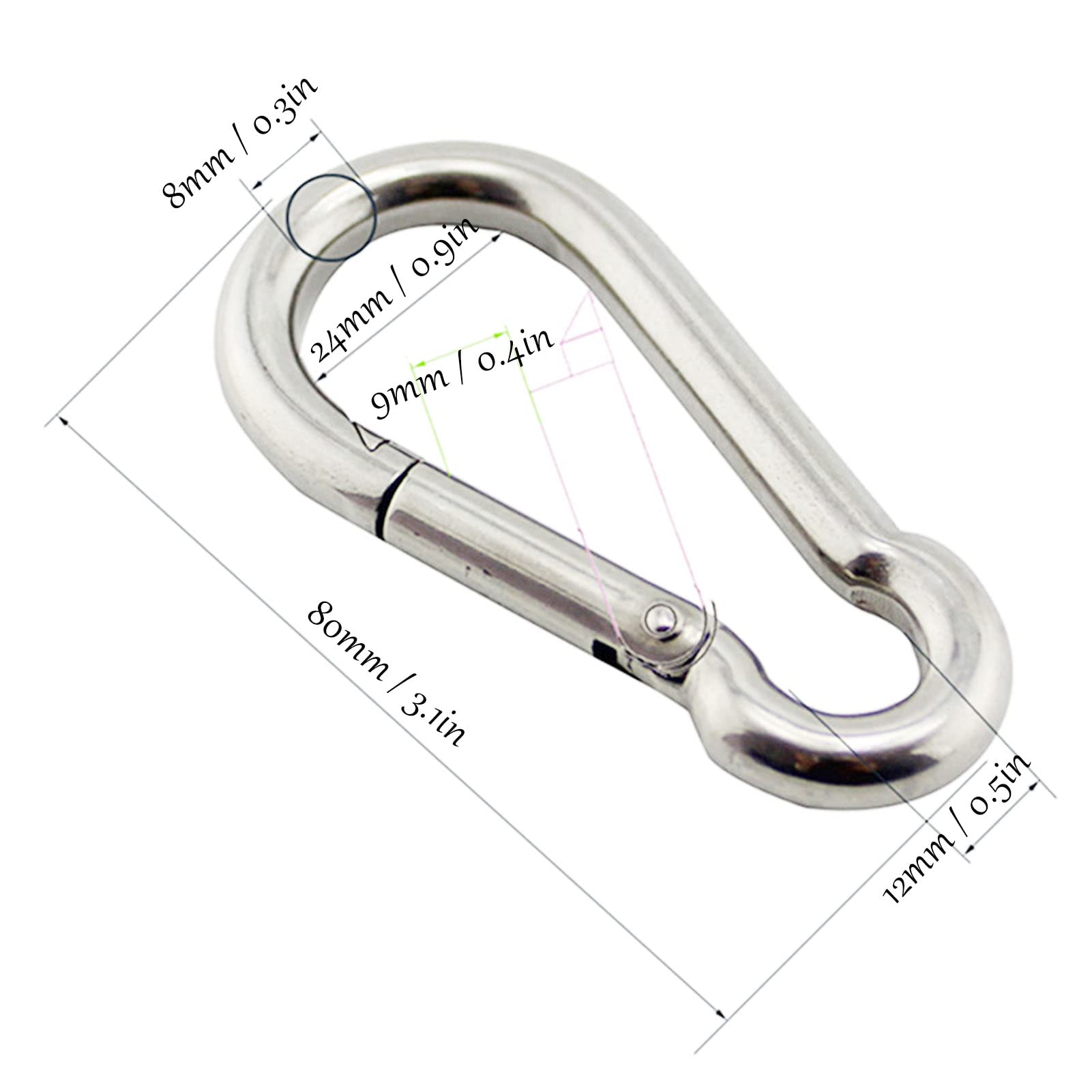 Set di Ganci per Altalena da 200 kg, Gancio per Altalena in Acciaio Inossidabile con Gancio a Molla con Fibbia per Porta Quadrata per Yoga in Veranda