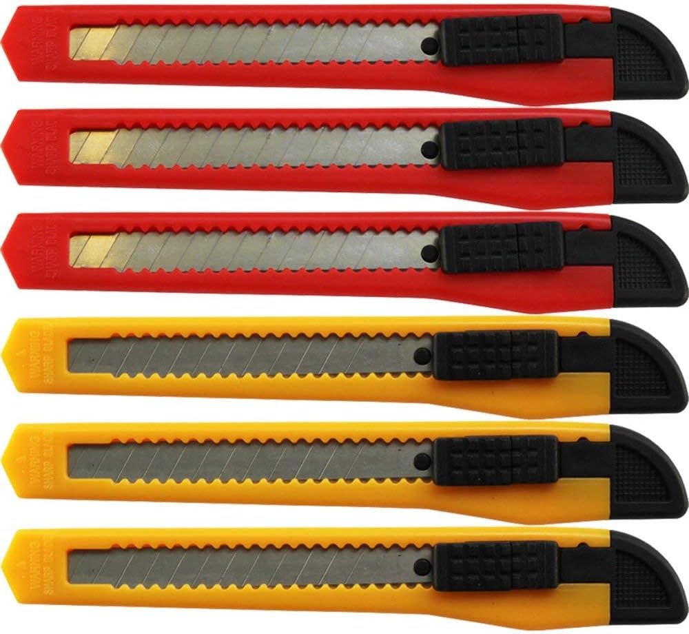 Utility Knife Box Cutter Retractable Blade Snap off Razor Knife with Safety lock 5" Wholesale lot (6 Pack)
