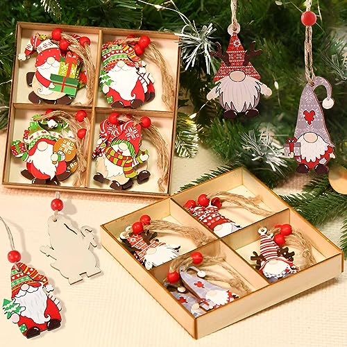 Decorazioni Natalizie in Legno - 24 Pezzi Addobbi per Albero di Natale, Palline e Ornamenti