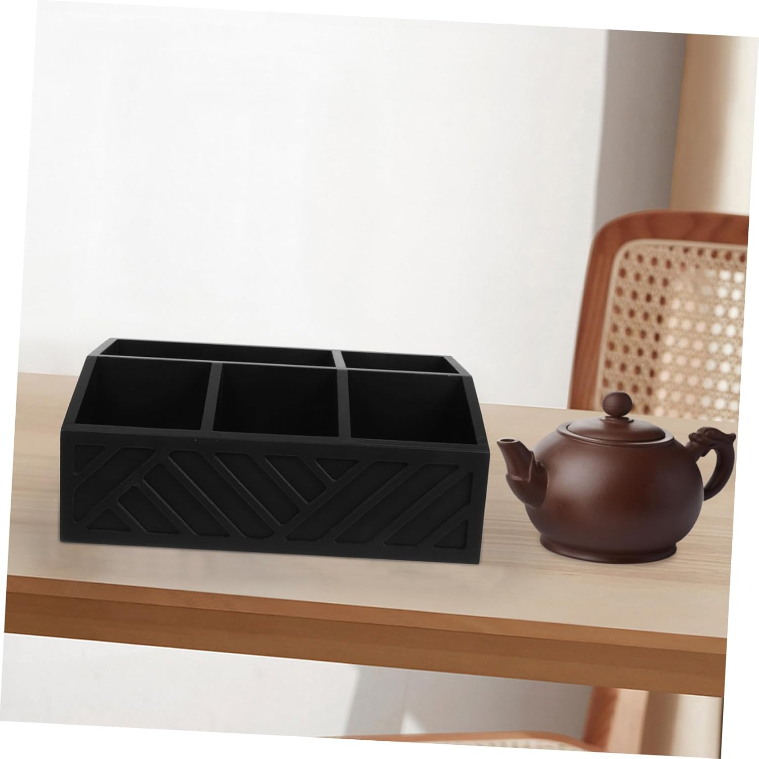 Wooden Coffee Station Organizer Compartments for Tea Bags Sugar Packets and Coffee Capsules Compact Rustic Storage Box for Home and Kitchen