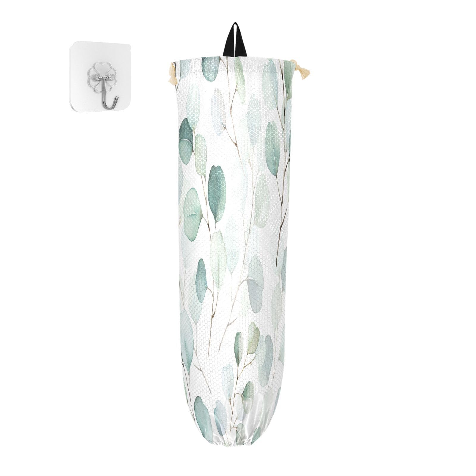 Supporto per sacchetti di plastica da appendere con foglie verdi floreali per la spesa organizer da cucina rami succulenti sacchetto di plastica sacchetto di immagazzinaggio della spazzatura borsa