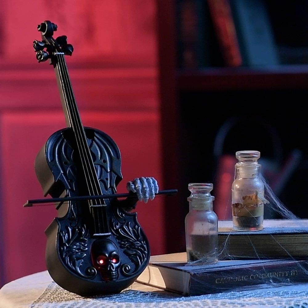 Gemmy Industries Animated Skull Violin with Sound, Eyes Light up and Hand Bows, Measures 7 3/4 Inches by 15 Inches
