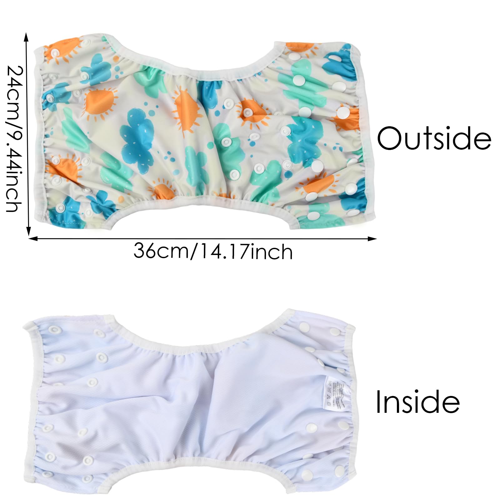 Pannolino da Nuoto Riutilizzabile Lavabile per Neonata 0-2 Anni Costume Regolabile 3-15 kg