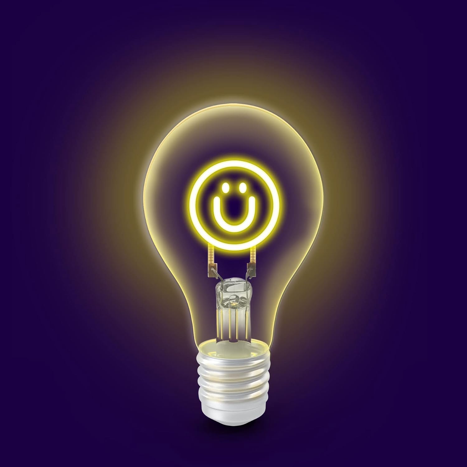 Jarv Filament LED Bulb, Trndy Tech 2W [60W Equivalent] E26 Base, 60 Lumens, Clear Glass, Virtual LED Filament Bulb, Decorative Inner Color Laser Cut and Edison Light Bulb Design – Smiley Face