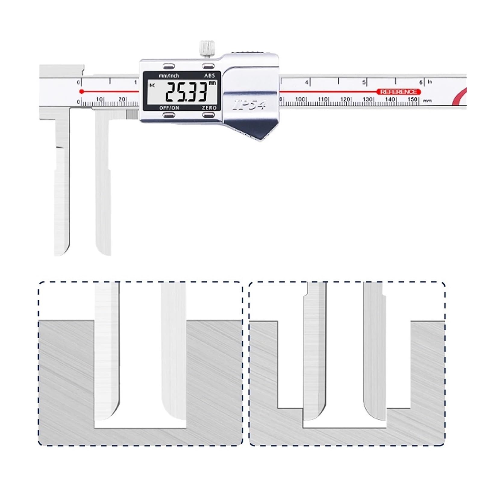 Lange Backe Innendurchmesser Digitalanzeige Messschieber 150mm 200mm 300mm 4CR13 Nicht Standard Messschieber Industrie(22-300 120mm)