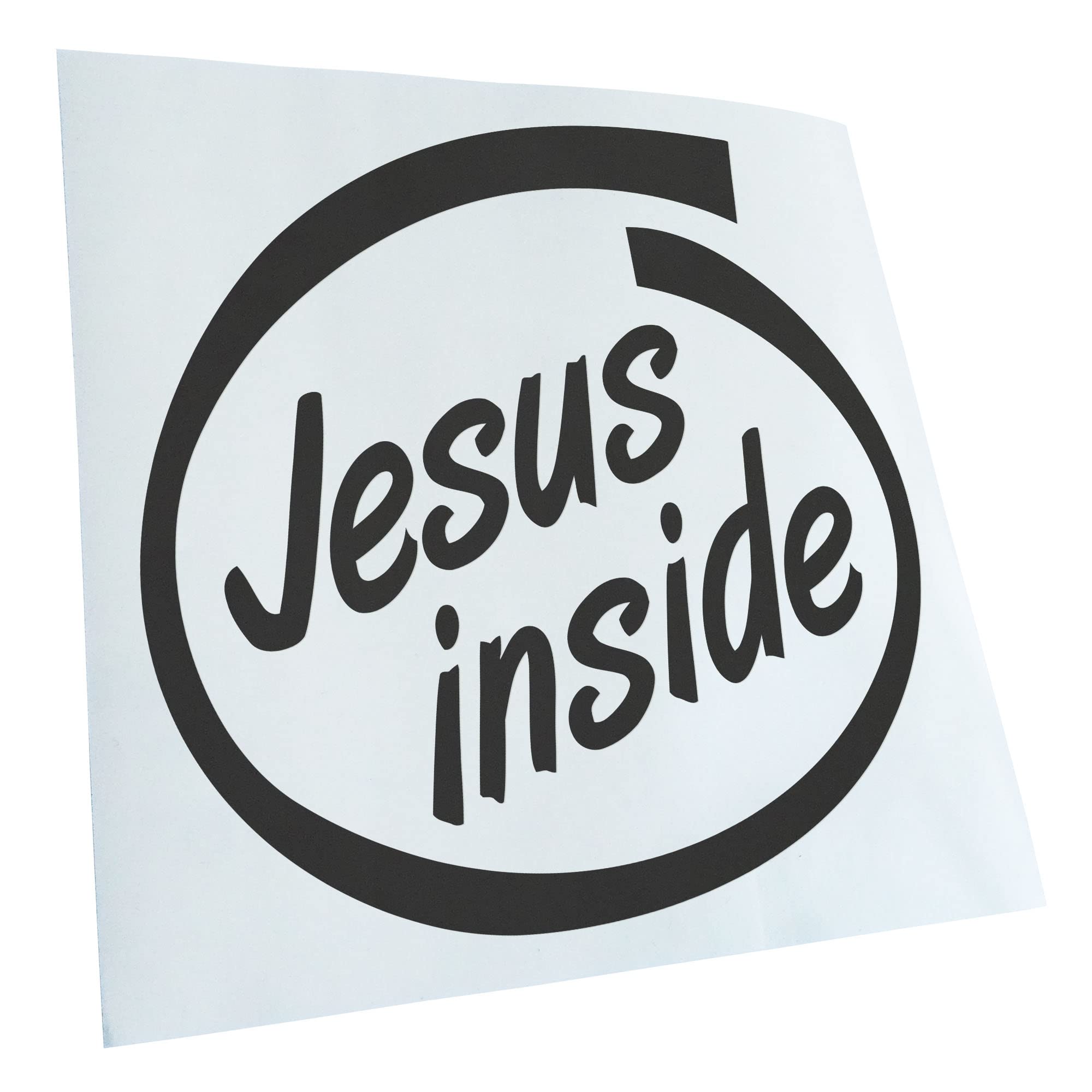 Kiwistar - Car Sticker - Dark Grey - 10 x 10 cm Jesus Inside Car Sticker for Car, Laptop, Bicycle, Truck, Motorcycle, Multicoloured JDM Decal Racing
