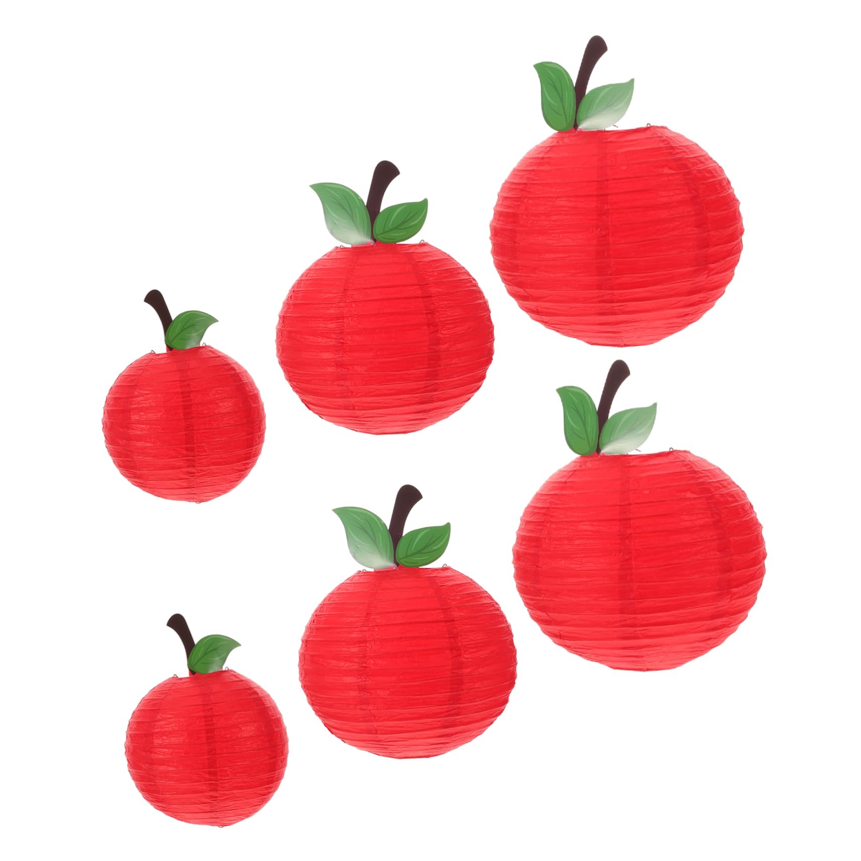 LIFKOME 6pcs Red Apple Lanterns Fruit Themed Hanging Decor for Classrooms Parties Vibrant Apple Shaped Paper Lanterns for Back to School Celebrations