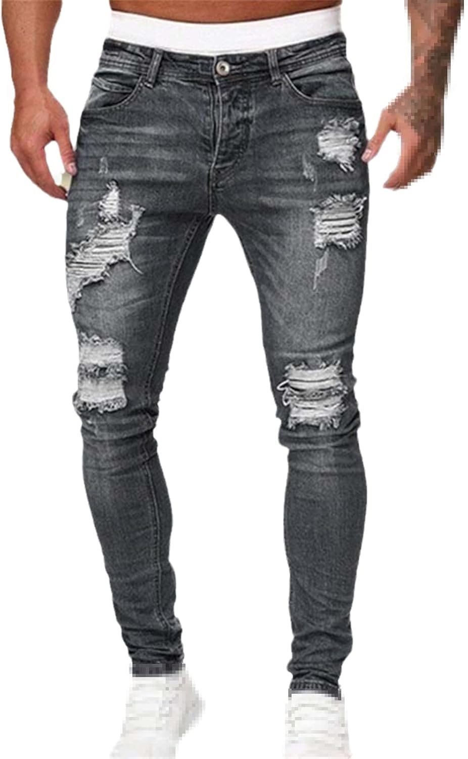 HOURVNEI Black Skinny Jeans Men Ripped Jeans Casual Summer Street Hip Hop Slim Denim Pants Fashion Jogger Pants