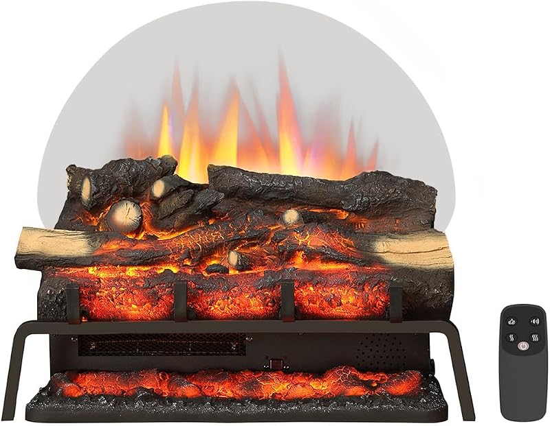 LegendFlame Juego de leños para chimenea eléctrica independiente de 23" W (EF290), inserto para chimenea, calentador de 750 W/1500 W, sonido crepitante, control remoto