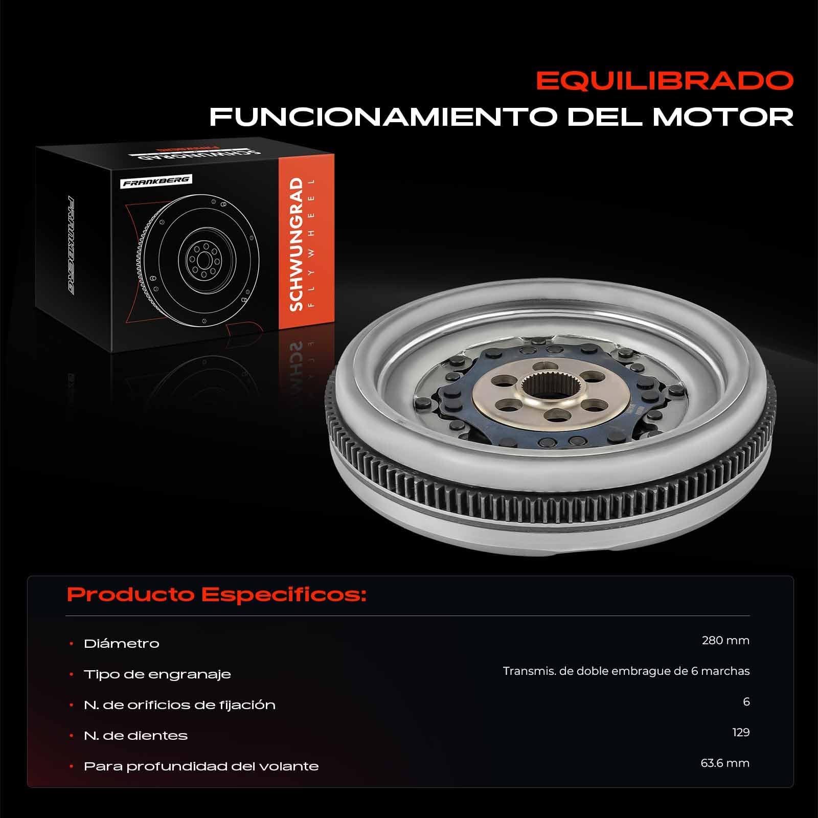 Frankberg Volante bimasa 04L105266AG | Compatible con: Altea XL 5P5 5P8, Limusina A3 8VM 8VS, A3 8V1 8VK, O.c.t.a.v.i.a III 5E3 NL3 NR3, T.o.u.r.a.n 1T1 1T2