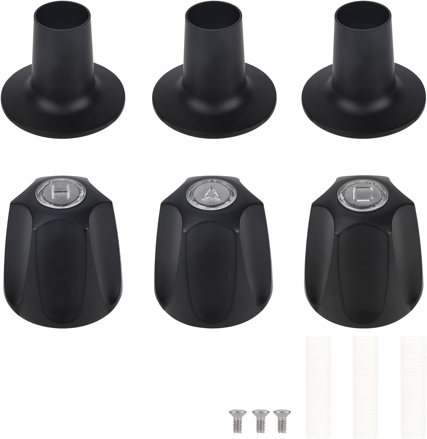 Tinoaly 3pcs Shower Knobs Replacement Kit, Matte Black Shower Knobs Include Base Connectors Screws Compatible with pfister Verve Bathtub Faucet Handle Remodel Trim Kit