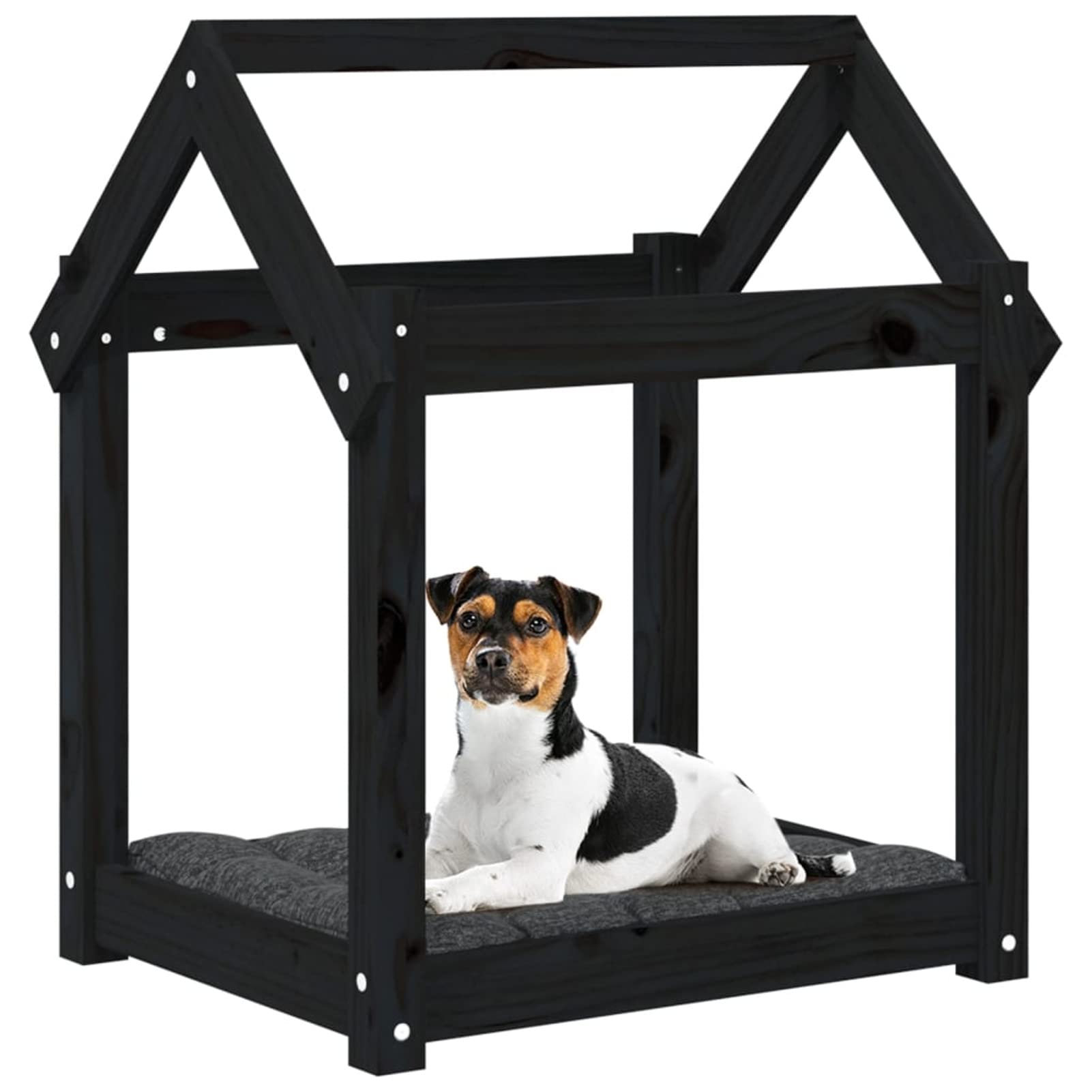 ShGaxin Cama para Perros Madera Maciza de Pino Negro 61x50x70 cm, Colchon Perro, Cuna Perro, Cama Mascota, Dog Bed, Cama para Perros Y Gatos