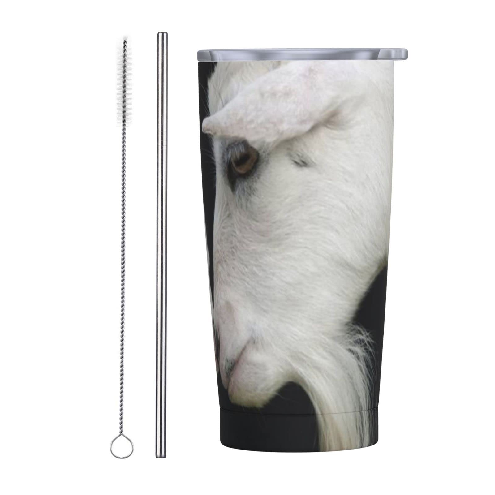 Tasse isotherme acier inoxydable 591ml avec paille grand gobelet chèvre