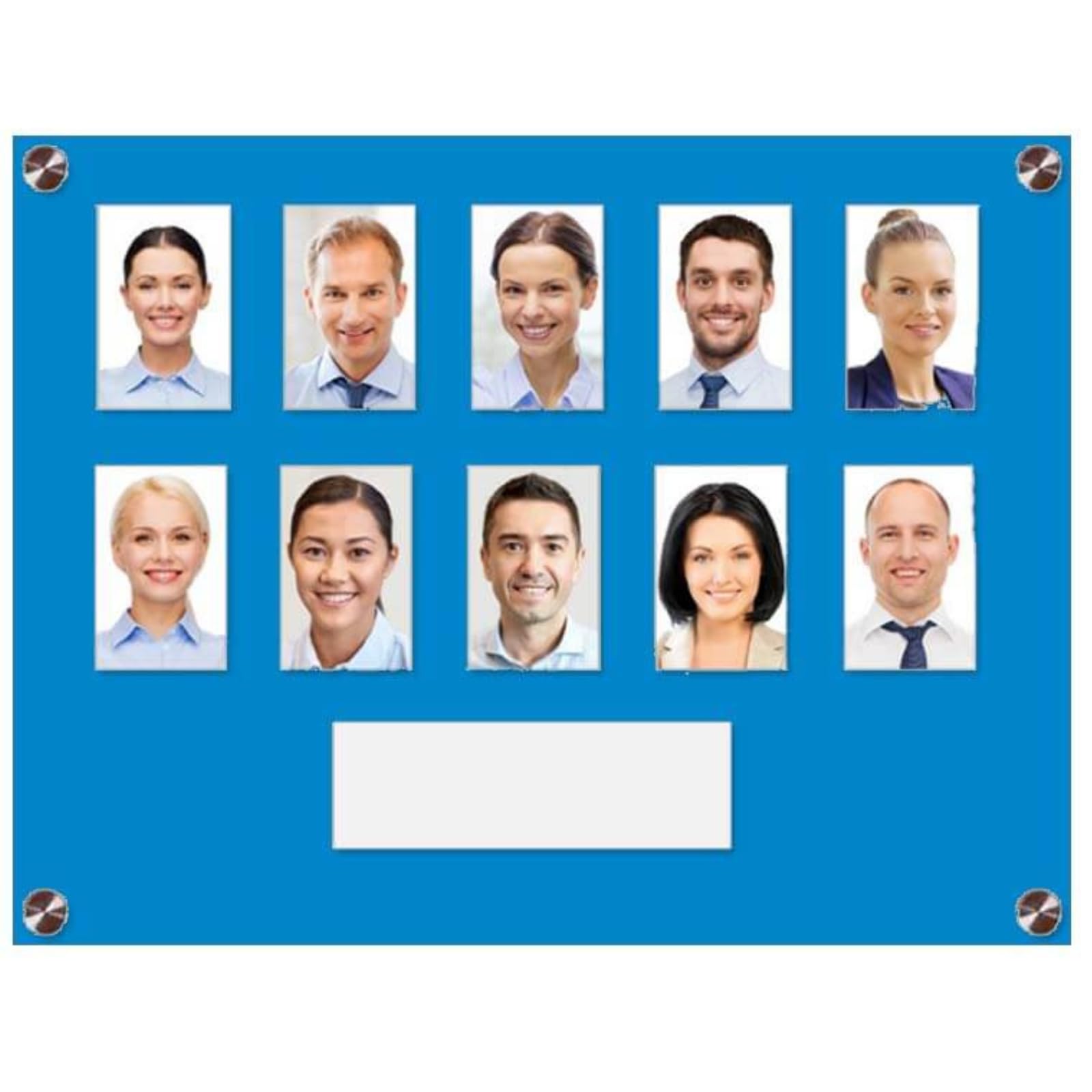 Get Acrylic Photo Frames - Light Blue 10 Pocket Image Staff, Student, Employee Display Board With Pocket Header. 308mm Height x 400mm Width (30.8cm x 40cm)