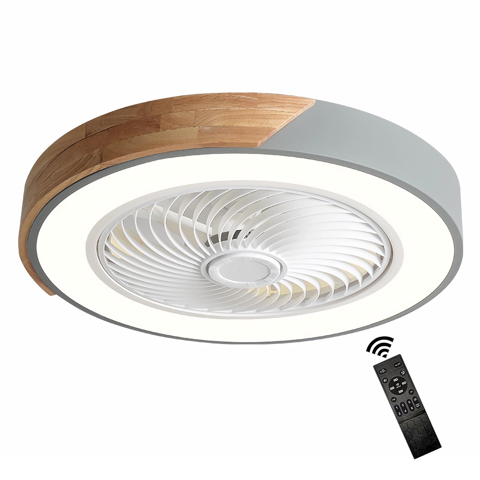 Wooden LED Ceiling Light with Fan, Ceiling Fan Lights 6 Levels Wind Speeds, Stepless Dimming Light, Reversible, Modern Fan Lighting for Living Room, Dining Room, Bedroom, Office, 3000-6500K ( Color :