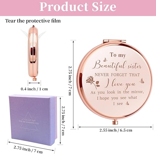 Miniatura 2 de JCHCAMRY to My Niece - Espejo de maquillaje compacto grabado con caja de regalo, regalo de cumpleaños de tía y tío a sobrina, graduación, boda,