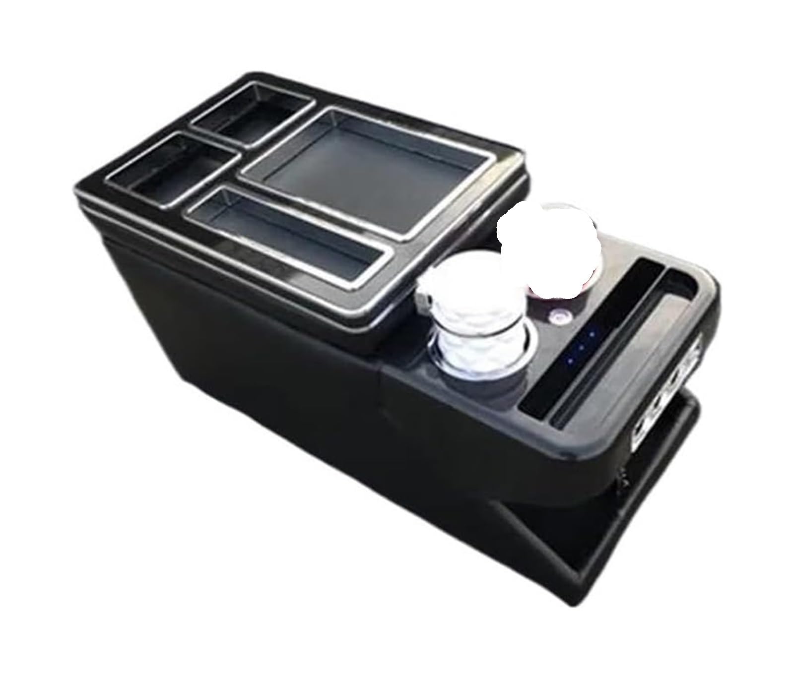Mittelkonsole Für Peugeot Für Traveller 2016 2017 2018 2019 2020 2021 2022 2023 2024 + Vordere Armlehnenbox Mit USB-Getränkehalter-Atmosphärenlicht(No Wireless Charge 1)