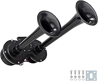 Vista 1 de Kit de bocina eléctrica negra para motocicleta, bocina de tren impermeable de 150 dB para camión, kit de bocinas de auto universal para cualquier