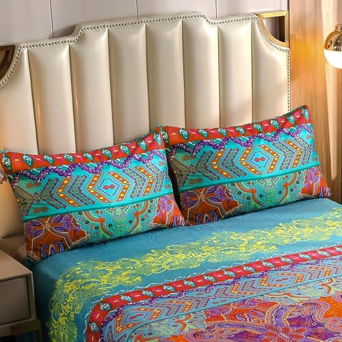 Parure de lit bohème microfibre douce grand lit sans plis - 4