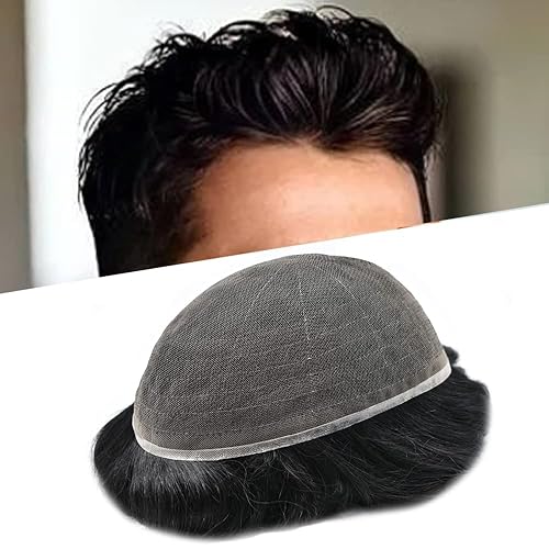 Tupé para hombre, encaje francés suave, nudos blanqueados, piezas de cabello humano, sistema de reemplazo para hombre, sistema de cabello humano